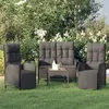 Image de vidaXL Ensemble à manger de jardin avec coussins 3 pcs Noir