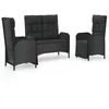 Image de Vidaxl Ensemble De Salle Ã Manger De Jardin Avec Coussins 3 Pcs Noir