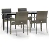 Image de Vidaxl Mobilier Ã DÃ®ner De Jardin Et Coussins 5 Pcs Noir Et Gris