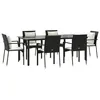 Image de Vidaxl Ensemble Ã DÃ®ner De Jardin Et Coussins 7pcs Noir RÃ©sine TressÃ©e