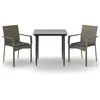 Image de Vidaxl Mobilier Ã DÃ®ner De Jardin 3pcs Avec Coussins Noir Et Gris