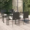 Image de vidaXL Ensemble à manger de jardin coussins 5pcs Noir Résine tressée