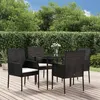 Image de vidaXL Ensemble à manger de jardin coussins 5pcs Noir Résine tressée