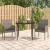 Image de vidaXL Ensemble à manger jardin 3pcs avec coussins noir et gris3185149