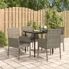 Image de vidaXL Ensemble à manger de jardin coussins 5 pcs noir et gris