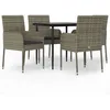 Image de Vidaxl Mobilier Ã DÃ®ner De Jardin Et Coussins 5 Pcs Noir Et Gris