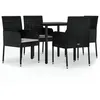 Image de Vidaxl Mobilier Ã DÃ®ner De Jardin Et Coussins 5pcs Noir RÃ©sine TressÃ©e
