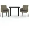 Image de Vidaxl Salon De Jardin 3 Pcs Avec Coussins Noir Et Gris RÃ©sine TressÃ©e