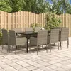 Image de vidaXL Ensemble à manger jardin 11 pcs avec coussins noir et gris