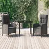 Image de vidaXL Ensemble à manger de jardin avec coussins 3 pcs Noir