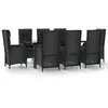Image de Vidaxl Salon De Jardin 9 Pcs Avec Coussins Noir RÃ©sine TressÃ©e