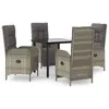 Image de Vidaxl Mobilier Ã DÃ®ner De Jardin Et Coussins 5 Pcs Noir Et Gris