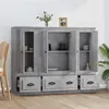 Image de vidaXL Buffets 3 pcs gris béton bois d'ingénierie