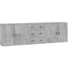 Image de vidaXL Buffets 3 pcs gris bÃ©ton bois d'ingÃ©nierie