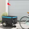 Image de vidaXL Remorque de vélo noir et bleu 30 kg fer94100