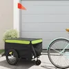 Image de vidaXL Remorque de vélo noir et vert 45 kg fer94109