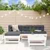Image de vidaXL Vidaxl Salon De Jardin 5 Pcs Avec Coussins Blanc Bois Massif