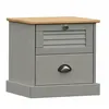 Image de Vidaxl Table De Chevet Vigo Gris 42x35x42 Cm Bois De Pin Massif