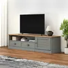 Image de vidaXL Vidaxl Meuble Tv Vigo Gris 156x40x40 Cm Bois Massif De Pin