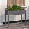 Image de Vidaxl JardiniÃ¨re Sur Roues Avec Doublure Gris 118x59x80 Cm Bois Sapin