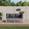 Image de vidaXL Salon de jardin avec coussins 2 pcs blanc acier3186812