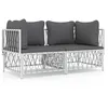 Image de Vidaxl Salon De Jardin Avec Coussins 2 Pcs Blanc Acier