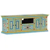 Image de vidaXL Meuble TV bleu 110x30x40 cm bois massif de manguier