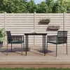 Image de vidaXL Ensemble à manger de jardin coussins 3 pcs noir rotin et acier