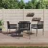 Image de vidaXL Ensemble à manger de jardin coussins 5pcs noir rotin et acier