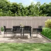 Image de Vidaxl Ensemble Ã DÃ®ner De Jardin Coussins 7 Pcs Noir Rotin Et Acier