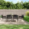 Image de vidaXL Vidaxl Ensemble À Dîner De Jardin Coussins 7 Pcs Noir Rotin Et Acier