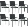 Image de vidaXL Chaises de jardin et coussins lot de 6 noir 54x62,5x89 cm rotin3187082