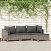Image de vidaXL Salon de jardin 4 pcs avec coussins Gris Résine tressée3187269
