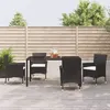 Image de vidaXL Ensemble à manger de jardin coussins 5pcs Noir Résine tressée