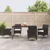 Image de Vidaxl Mobilier Ã DÃ®ner De Jardin Et Coussins 5pcs Noir RÃ©sine TressÃ©e
