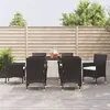 Image de vidaXL Ensemble à manger de jardin coussins 7pcs Noir Résine tressée3187319