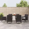 Image de Vidaxl Ensemble Ã DÃ®ner De Jardin Et Coussins 7pcs Noir RÃ©sine TressÃ©e