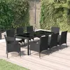 Image de vidaXL Ensemble à manger jardin 9pcs et coussins noir résine tressée