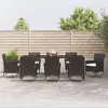 Image de vidaXL Ensemble à manger jardin 9pcs et coussins noir résine tressée
