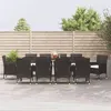 Image de vidaXL Ensemble à manger de jardin 11 pcs coussins noir résine tressée