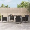 Image de vidaXL Ensemble à manger de jardin coussins 5pcs Noir Résine tressée