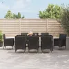 Image de Vidaxl Ensemble Ã Manger Jardin 9pcs Et Coussins Noir RÃ©sine TressÃ©e