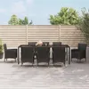 Image de vidaXL Mobilier à dîner de jardin 9pcs et coussins noir résine tressée