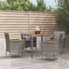 Image de vidaXL Ensemble à manger de jardin 5 pcs coussins gris résine tressée3187365