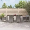 Image de vidaXL Ensemble à manger jardin et coussins 7 pcs gris rotin3187384