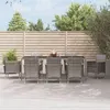 Image de vidaXL Ensemble à manger de jardin 9 pcs coussins gris résine tressée3187386