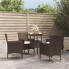 Image de vidaXL Ensemble de bistro de jardin 5 pcs coussins marron poly rotin