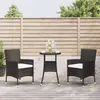 Image de vidaXL Ensemble de bistro de jardin 3 pcs coussins noir poly rotin3187414