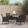 Image de vidaXL Ensemble de bistro de jardin 5 pcs coussins noir poly rotin