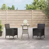 Image de vidaXL Ensemble de bistro de jardin 3 pcs coussins noir poly rotin